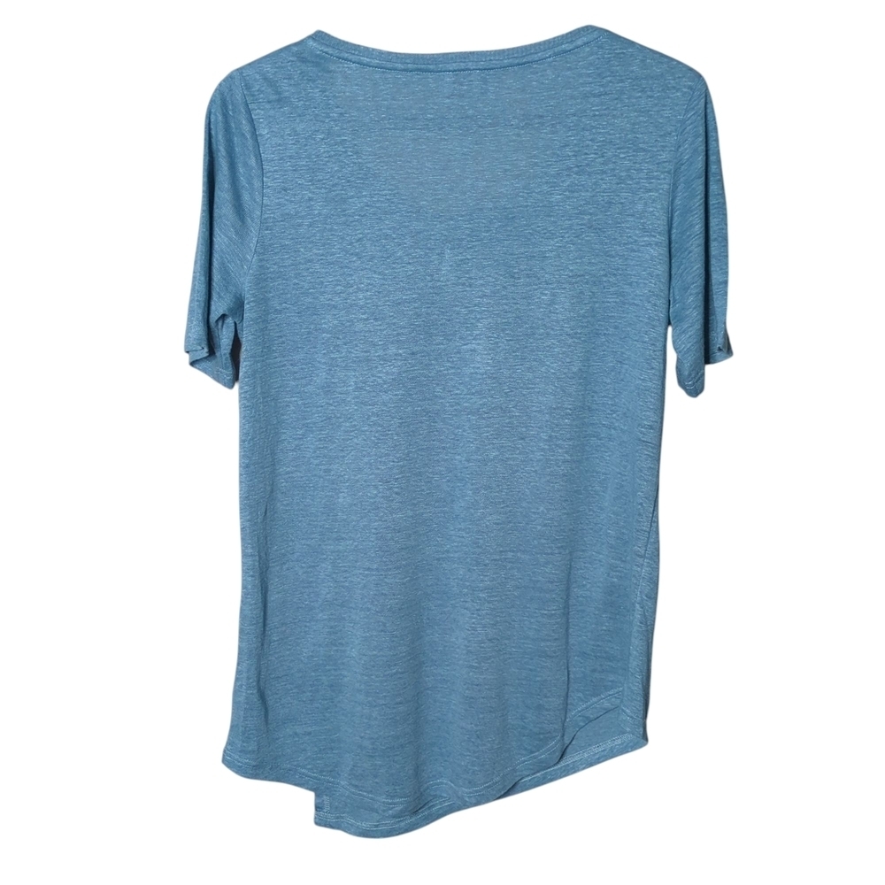 Poetry Blue Linen Asymmetric Layered T-Shirt‎ Size 2 - Picture 2 of 6